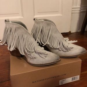 White Fringe Booties
